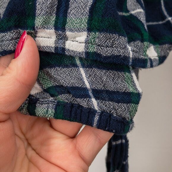 Hollister Cropped Off-Shoulder Top Blouse Blue Plaid Size Small - Picture 5 of 11